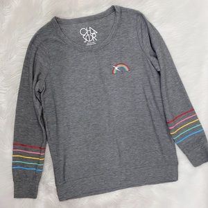 Chaser Gray Rainbow Bolt Graphic Long Sleeve Shirt